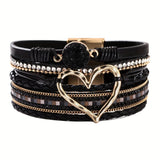 Pulseira de Couro Multicamadas Boho