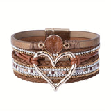 Pulseira de Couro Multicamadas Boho