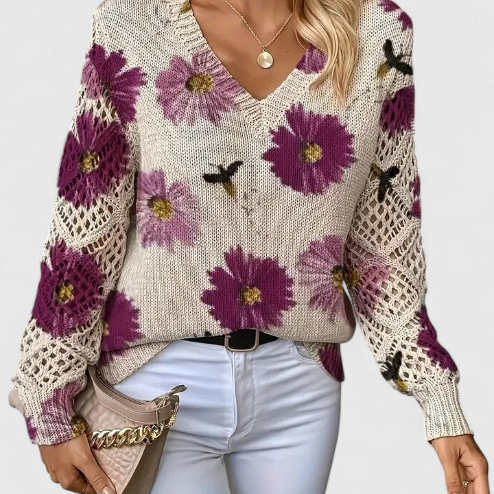 Catarina - Camisola de malha com padrão floral