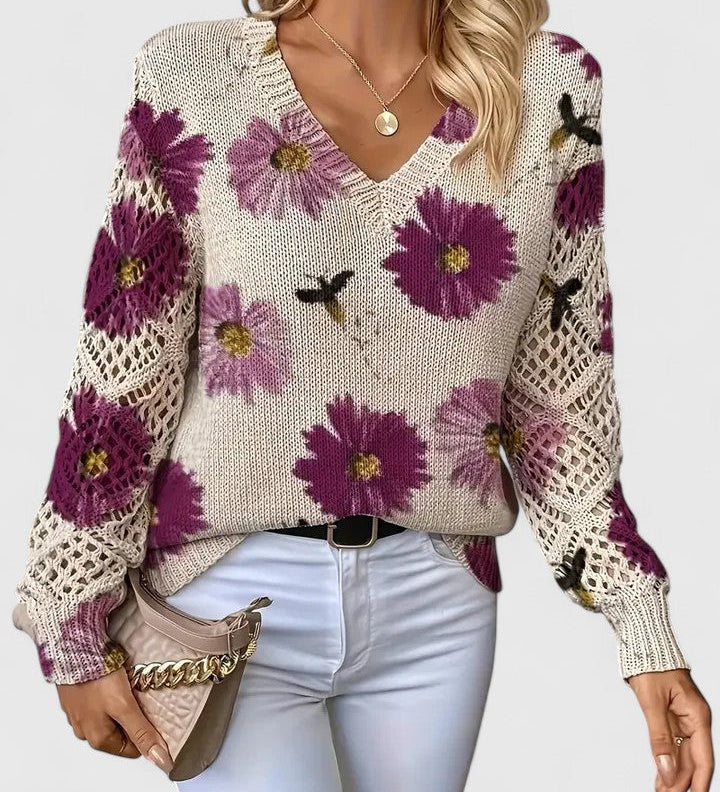 Catarina - Camisola de malha com padrão floral