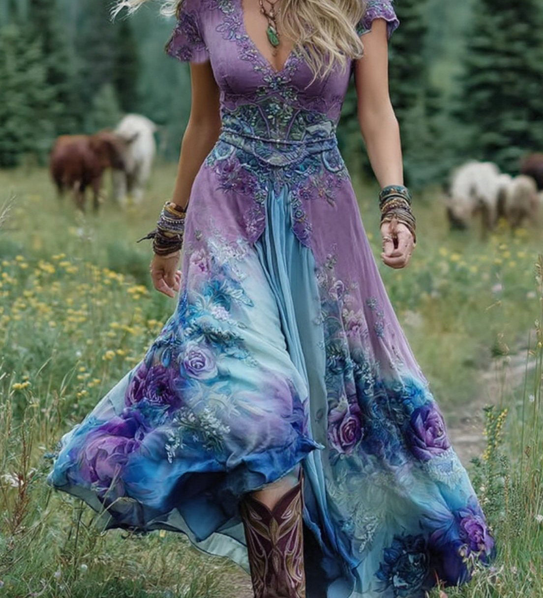 Serena - Vestido Maxi Curto Floral