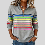 Prismette™ | Sweatshirt de Quarter-Zip Listrado Colorido