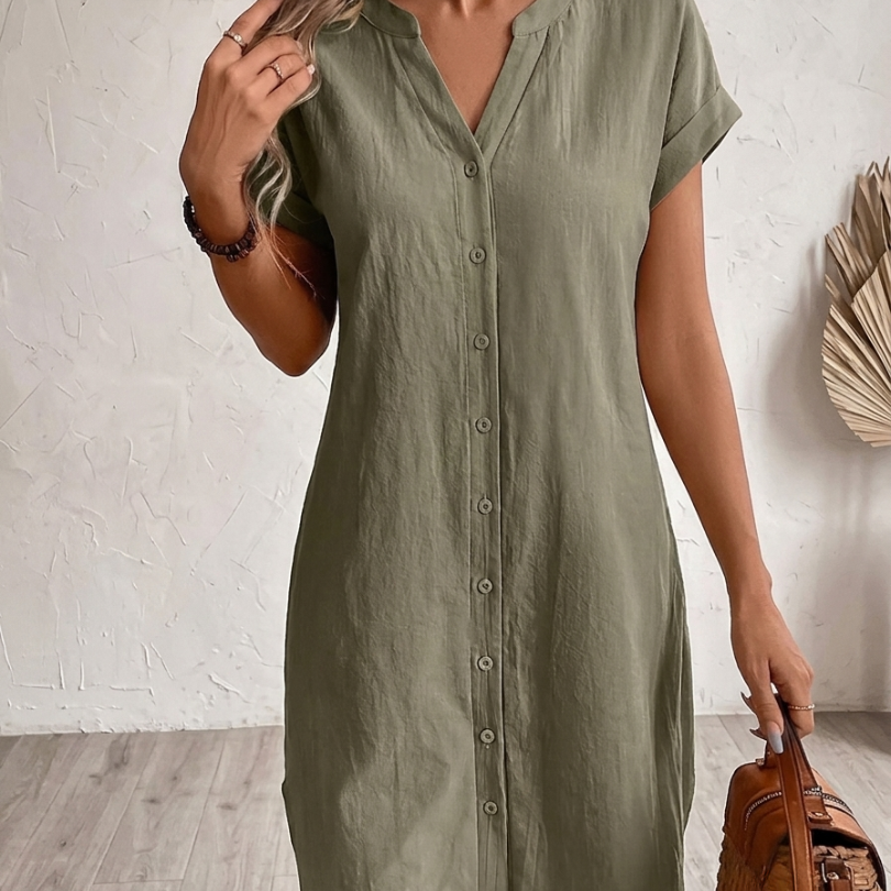 Sonia| Vestido Blusa em Linho Confortável