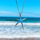 Colar com Pingente de Cavalo-marinho em Prata com Opala Azul