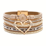 Pulseira de Couro Multicamadas Boho