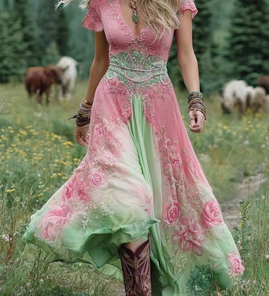 Serena - Vestido Maxi Curto Floral