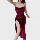 Gabriela - Vestido de veludo com fenda