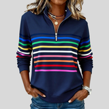 Prismette™ | Sweatshirt de Quarter-Zip Listrado Colorido