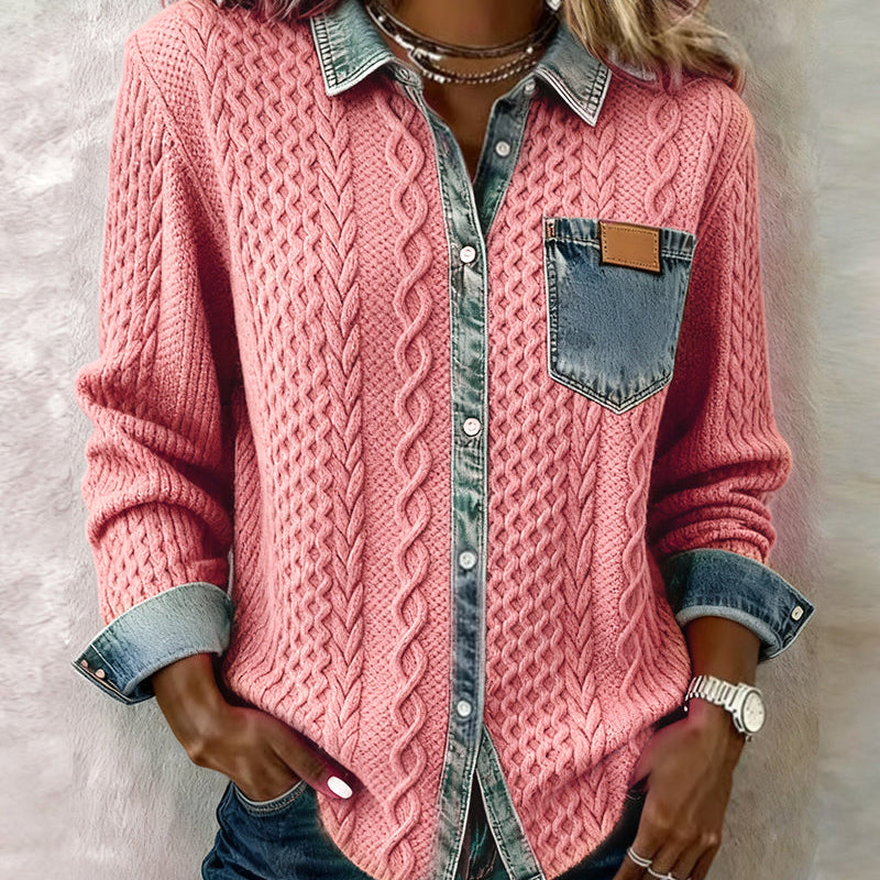 Camisa de manga longa com detalhes em denim