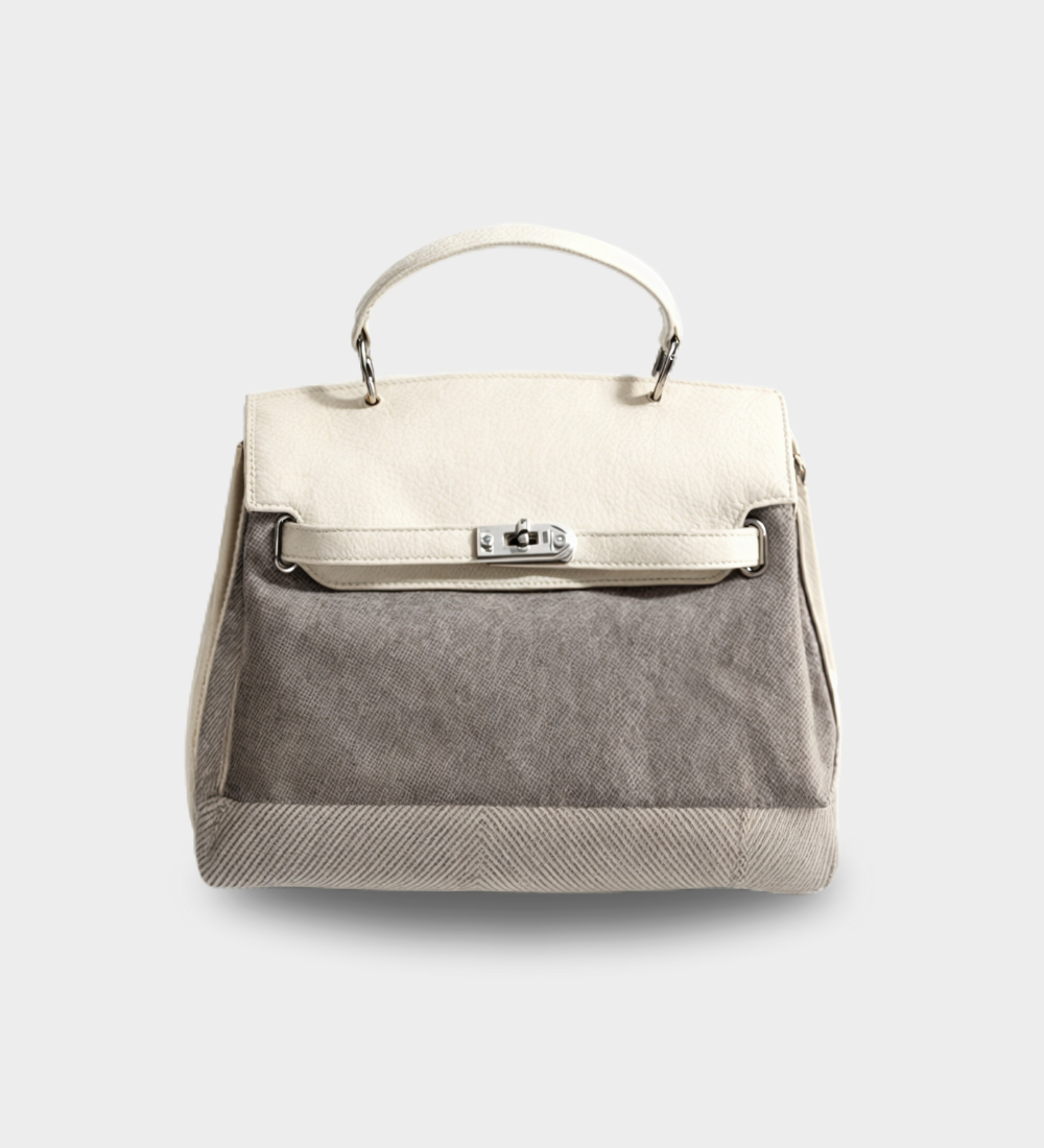 Emilia - Bolsa de lona em pele de vaca