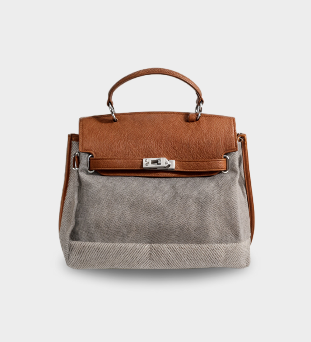 Emilia - Bolsa de lona em pele de vaca
