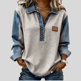 Voxanne™ | Pullover de Denim com Gola