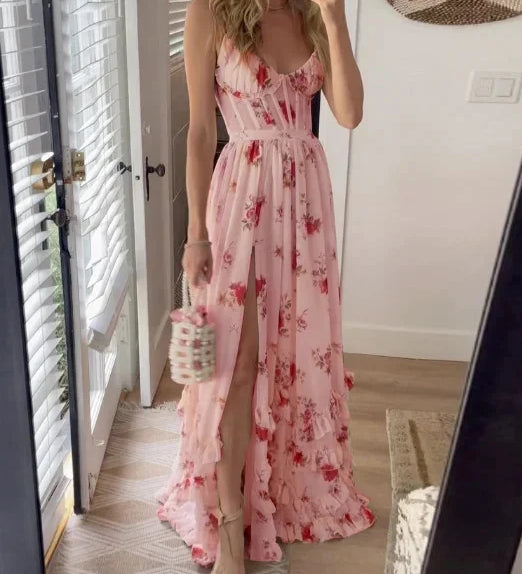 Sónia - Vestido midi padrão floral