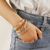 Pulseira de Couro Multicamadas Boho
