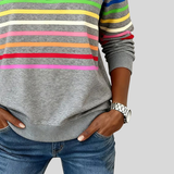 Prismette™ | Sweatshirt de Quarter-Zip Listrado Colorido