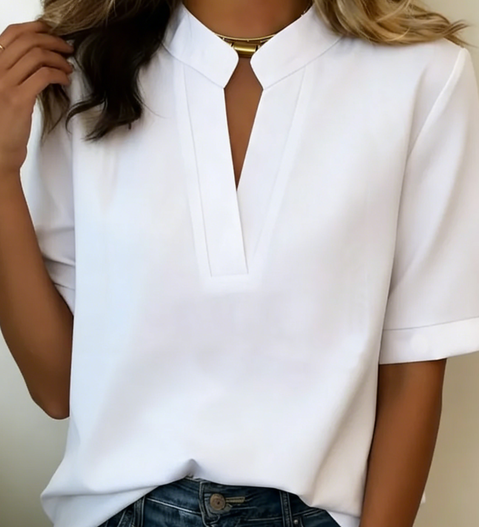 Élise — Blusa elegante com colarinho refinado