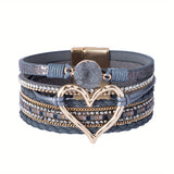 Pulseira de Couro Multicamadas Boho