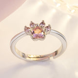 Conjunto de Joias em Ouro Rosa com Pata – 4 Peças com Coração de Zircônia (Anel, Colar, Brincos, Pulseira)