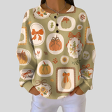Tawnie™ | Sweater com Laços e Abóboras