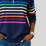 Prismette™ | Sweatshirt de Quarter-Zip Listrado Colorido