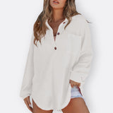 Inês - Blusa Túnica Leve Decote V com Botões