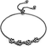 Pulseira de Impressão de Pata em Prata Esterlina – Ajuste Ajustável