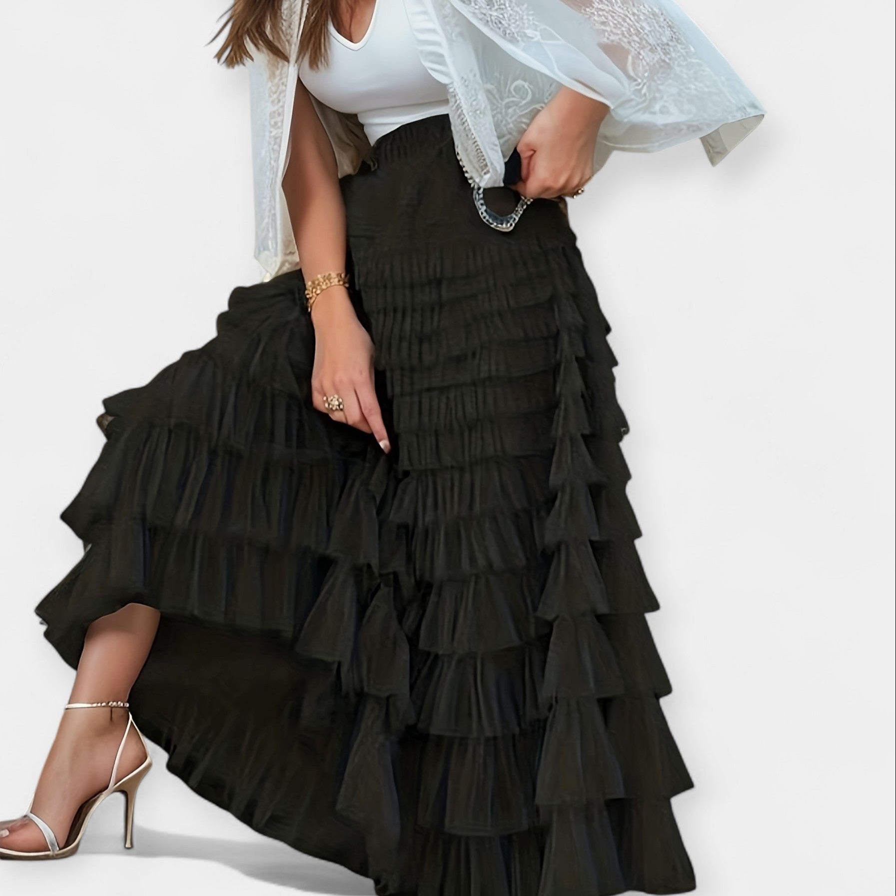 Saia Elegante com Detalhe de Tule