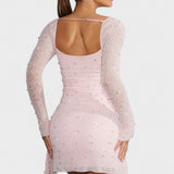 Sónia - Vestido Mini com Brilho e Decote