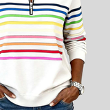 Prismette™ | Sweatshirt de Quarter-Zip Listrado Colorido