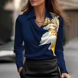 Inês - Blusa de Cetim Luxuosa com Decote Suave