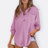 Inês - Blusa Túnica Leve Decote V com Botões