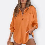 Inês - Blusa Túnica Leve Decote V com Botões
