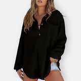 Inês - Blusa Túnica Leve Decote V com Botões
