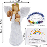 Conjunto de Presente em Memória de Cão com Estátua do Anjo da Amizade & Pulseira do Chakra da Ponte do Arco-Íris