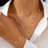 Conjunto de Colar e Pulseira em Ouro 18K Elegante