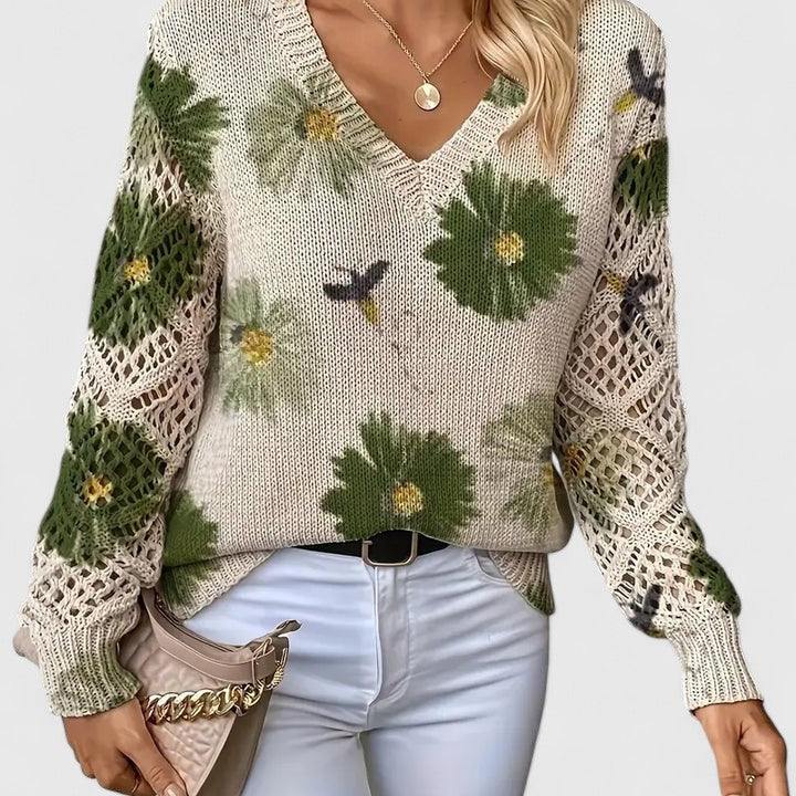 Catarina - Camisola de malha com padrão floral