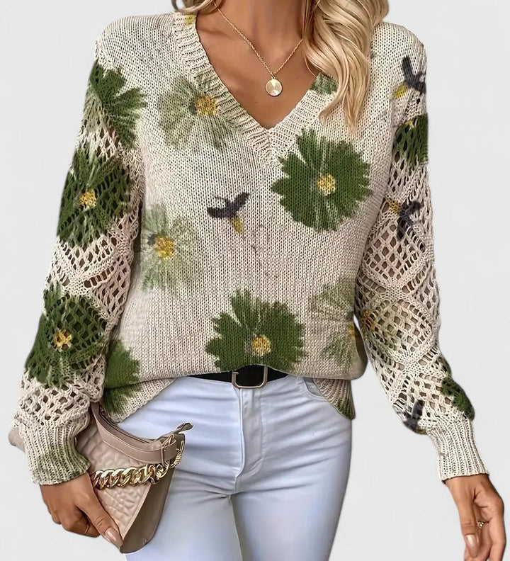 Catarina - Camisola de malha com padrão floral