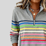Prismette™ | Sweatshirt de Quarter-Zip Listrado Colorido