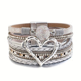 Pulseira de Couro Multicamadas Boho