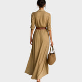 Julia - Vestido maxi justo de manga comprida