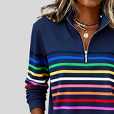 Prismette™ | Sweatshirt de Quarter-Zip Listrado Colorido
