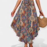 Saia Floral Midi de Cintura Alta