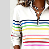 Prismette™ | Sweatshirt de Quarter-Zip Listrado Colorido