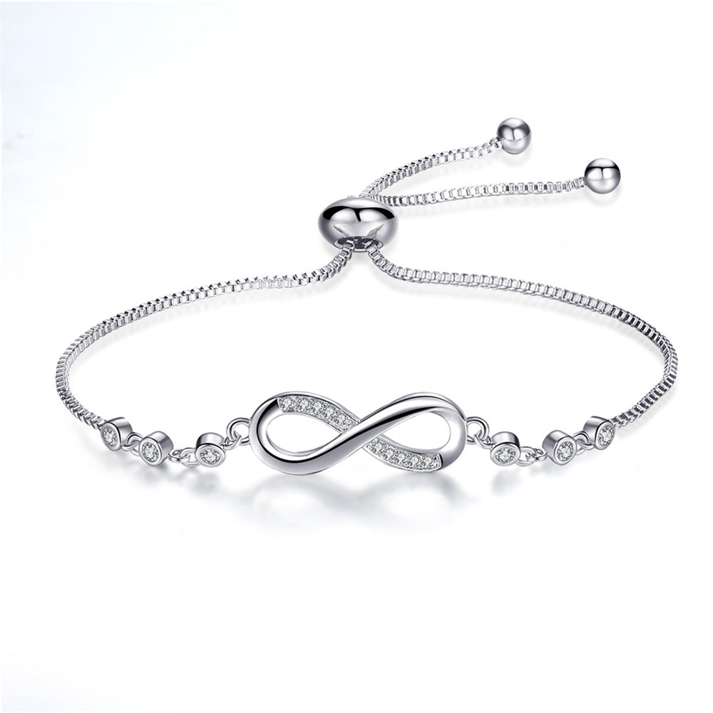 Chique pulseira ajustável em rosé dourado na forma de um símbolo de infinito