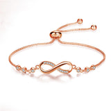 Pulseira ajustável chique em rosé na forma do infinito