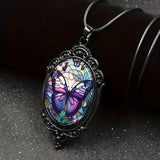 Colar com Pendente de Borboleta e Cristal Roxo