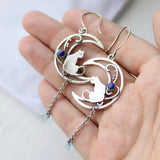 Brincos Boho de Zircônia Azul em Prata Esterlina