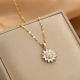 Colar com Pendente de Girassol em Ouro e Cristal