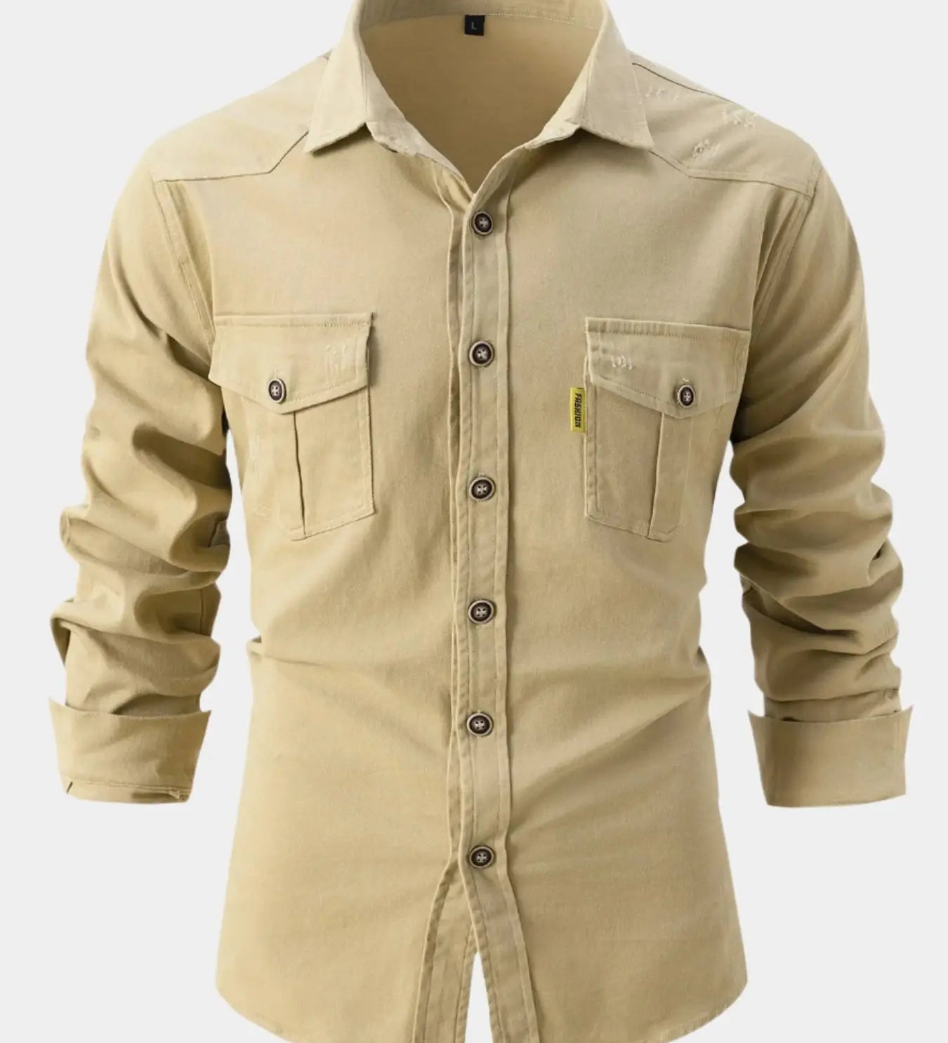 Camisa de Mistura de Denim - Botões