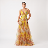 Helena | Vestido de Gala em Tule com Estampado Aguarela
